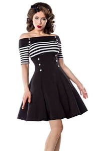 SZ60087-1Womens Classy Stripes A line Short Sleeve Cocktail Retro Vintage Dress